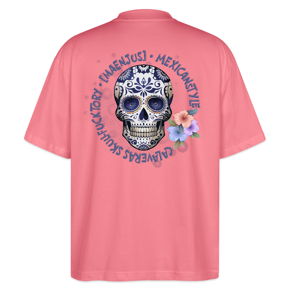 Oversized Unisex T-Shirt mit MAENJUS MEXICANSTYLE PRINT Vorder- und Rückseite - Pink 
