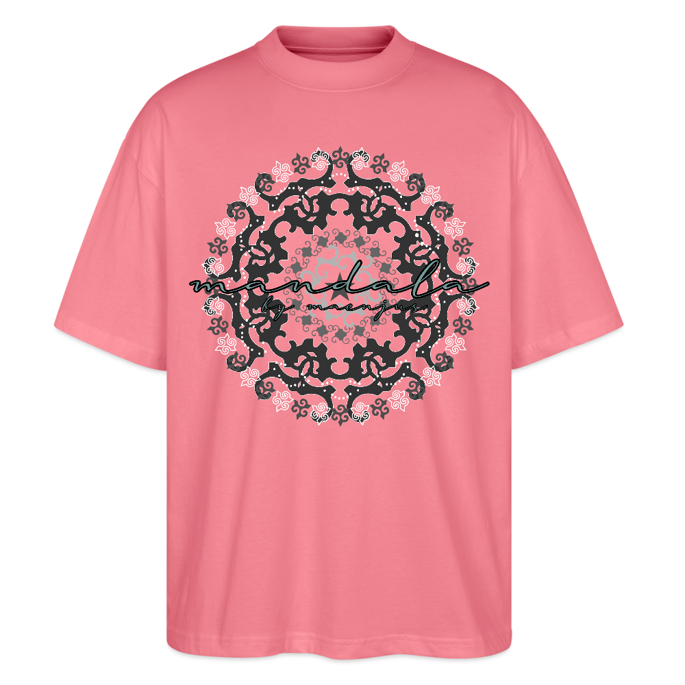 Oversized Unisex Bio T-Shirt mit BLACK MANDALA PRINT - Pink 