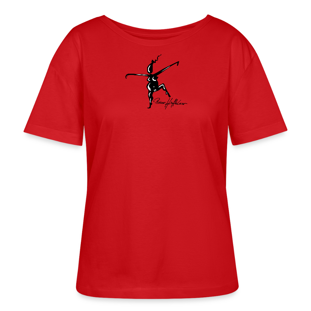 Relaxed Rundhals Frauen Bio-T-Shirt mit TUSCHEWEIBCHEN PRINT - Rot