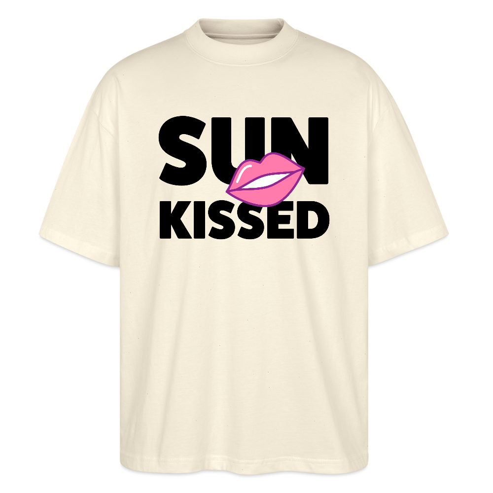 Oversized Unisex T-Shirt mit SUN KISSED PRINT - Weißgrau