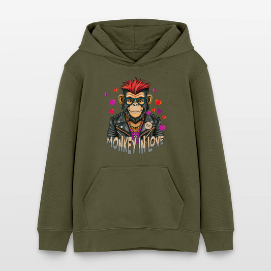 MNJS TEENS Bio-Hoodie mit MONKEY IN LOVE PRINT - Khaki