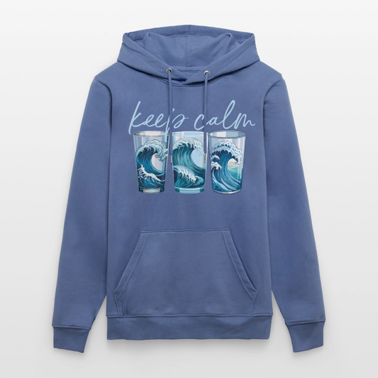 Unisex Bio-Hoodie mit KEEP CALM PRINT - Blau