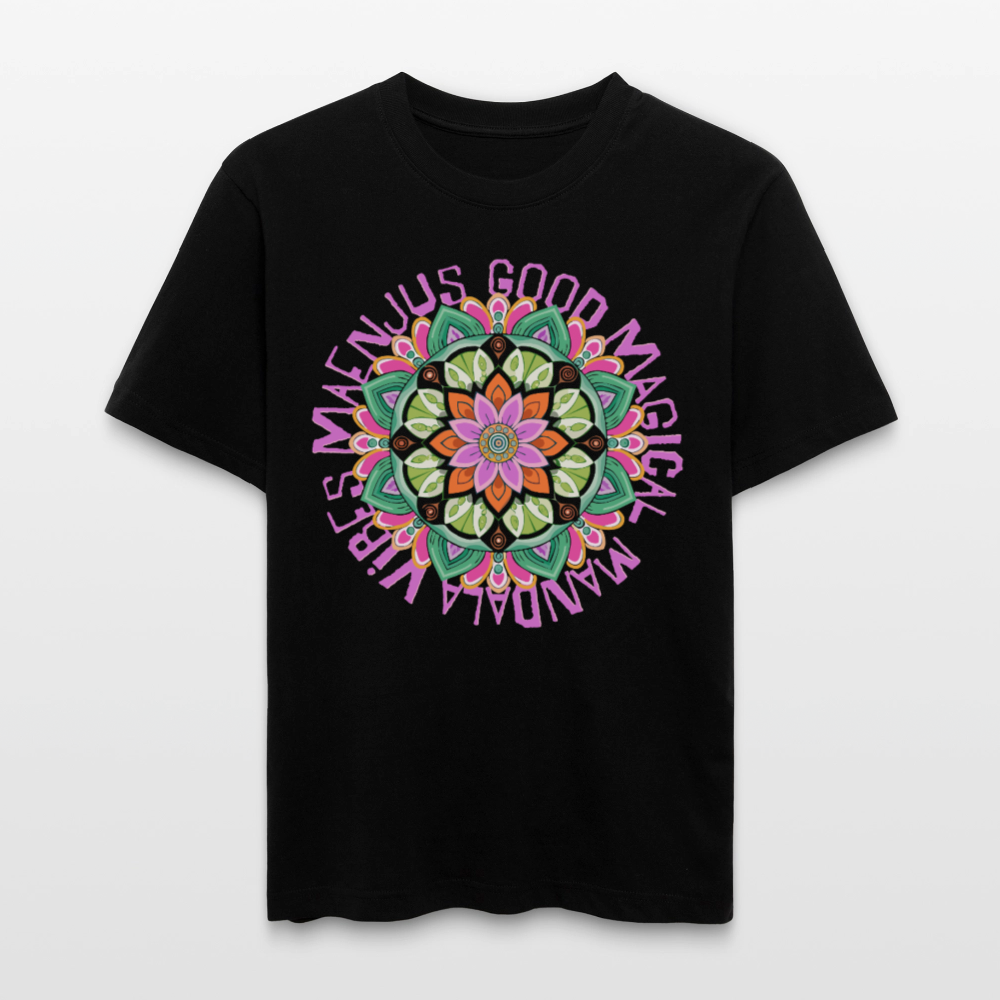 Unisex Bio-T-Shirt mit MANDALA VIBES PRINT - Schwarz