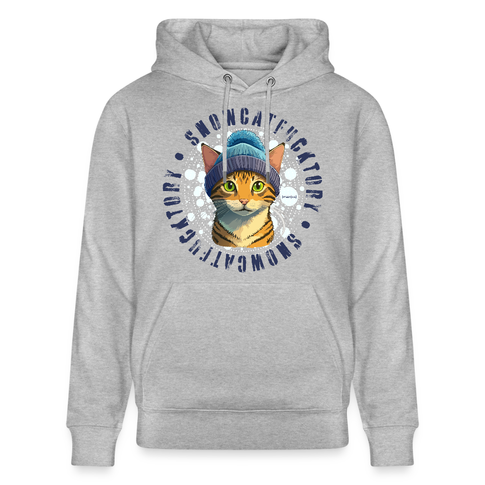 SUnisex Bio-Hoodie mit SNOWCATFUCKTORYPRINT - Grau meliert