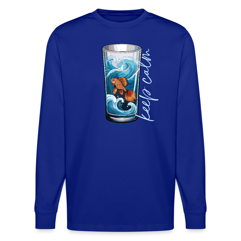 Unisex Bio-Langarmshirt mit KEEP CALM PRINT - Königsblau