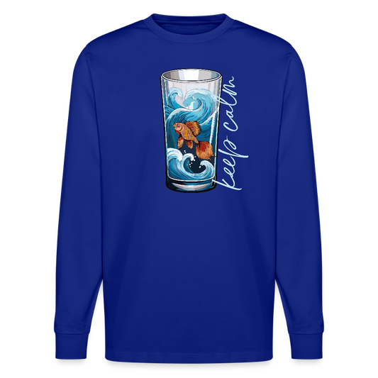 Unisex Bio-Langarmshirt mit KEEP CALM PRINT - Königsblau