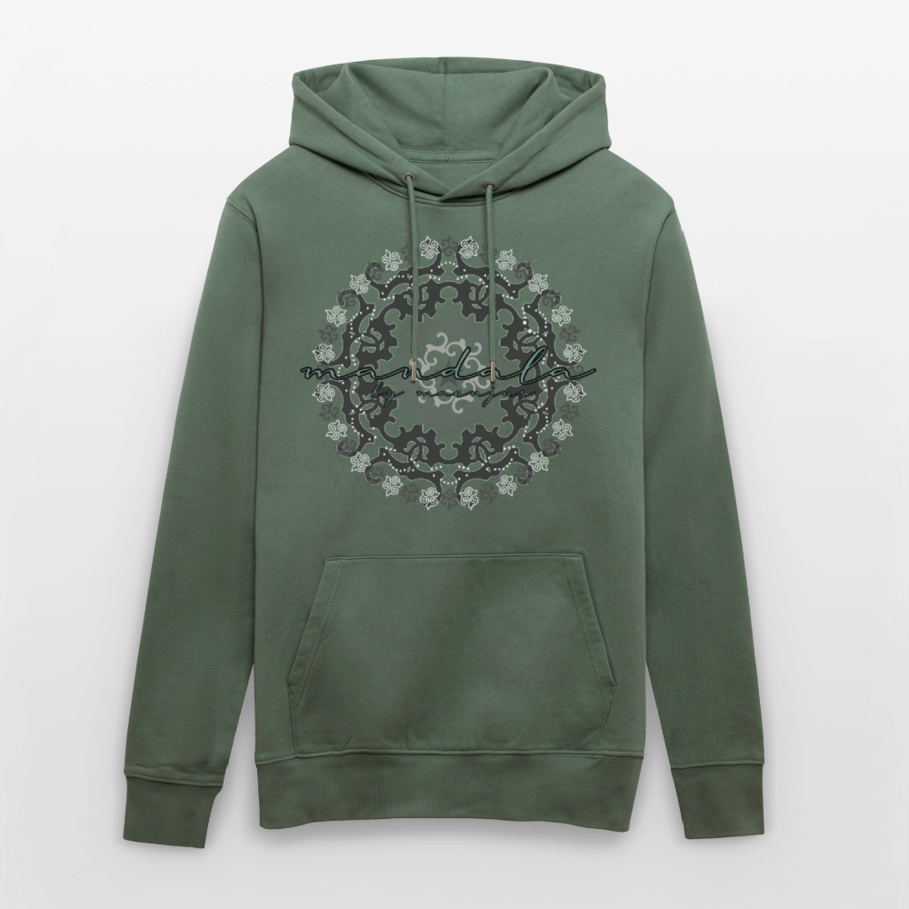 Unisex Bio-Hoodie mit BLACK MANDALA PRINT - Tanngrün