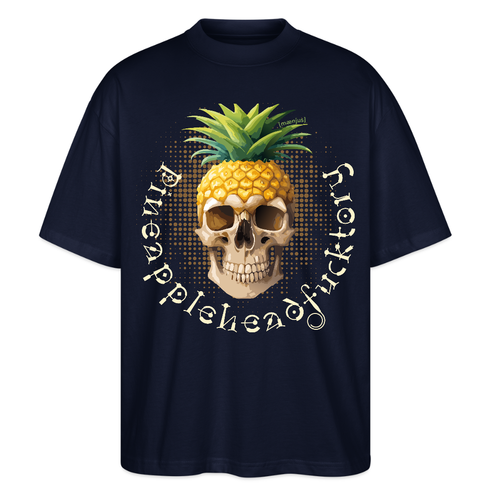 Oversized Unisex T-Shirt mit PINEAPPLE SKULL PRINT - Navy