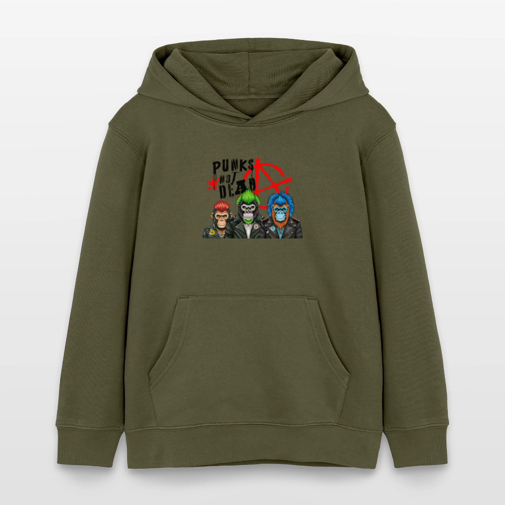 MNJS KIDS Bio-Hoodie mit PUNKS NOT DEAD PRINT - Khaki