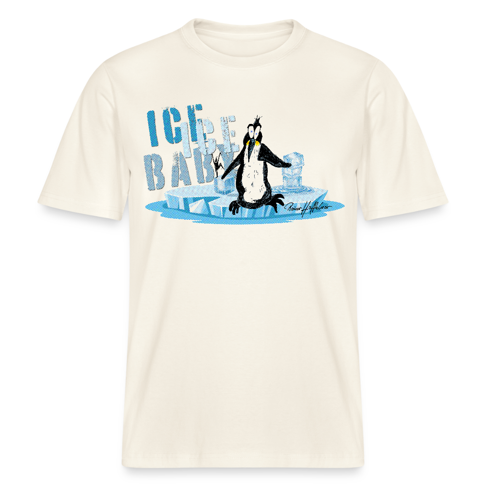 Unisex Bio-T-Shirt mit ICE ICE BABY PINGUIN PRINT - Naturweiß 