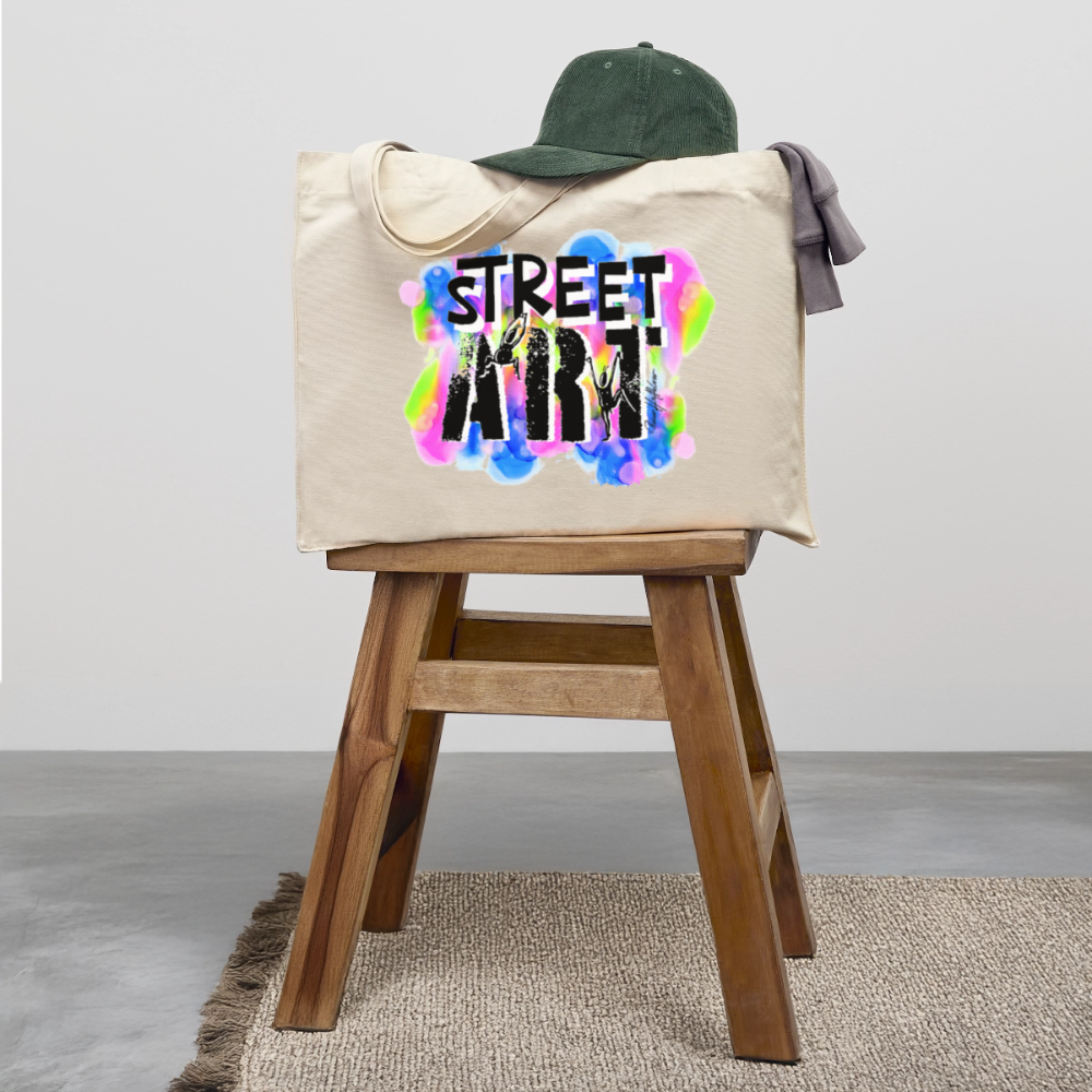 Recycelter Shopping Bag mit STREET ART PRINT - Naturweiß
