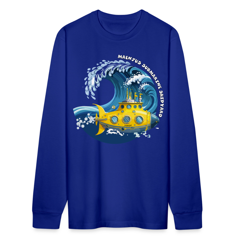 Unisex Bio-Langarmshirt mit MAENJUS SUBMARINE SHIPYARD PRINT - Königsblau