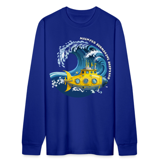 Unisex Bio-Langarmshirt mit MAENJUS SUBMARINE SHIPYARD PRINT - Königsblau