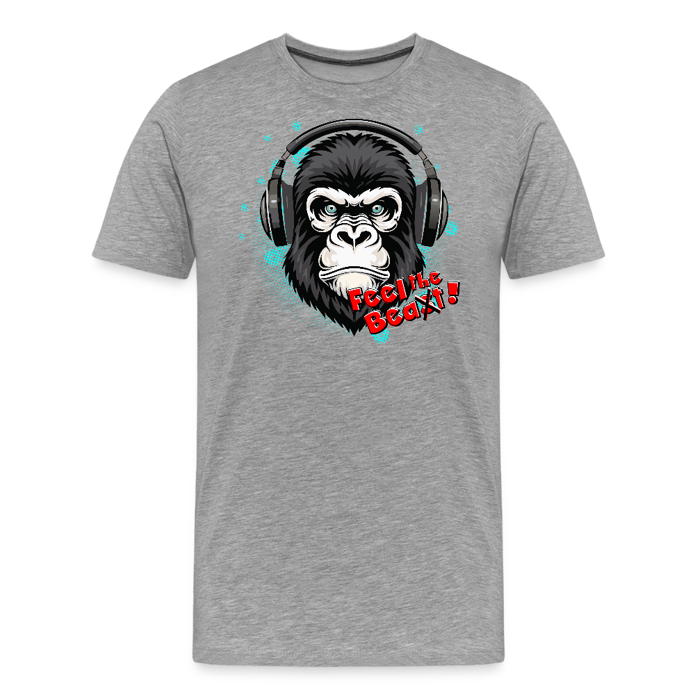 Männer Premium T-Shirt mit FEEL THE BEA(S)T PRINT - Grau meliert