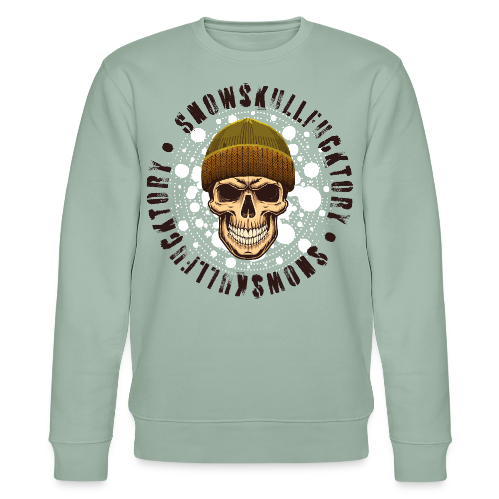 Unisex Bio-Sweatshirt mit SNOWSKULL PRINT - Helles Graugrün