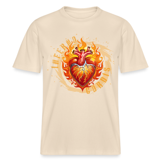 Unisex Bio-T-Shirt mit FEUERHERZ ORANGE PRINT - Weißgrau