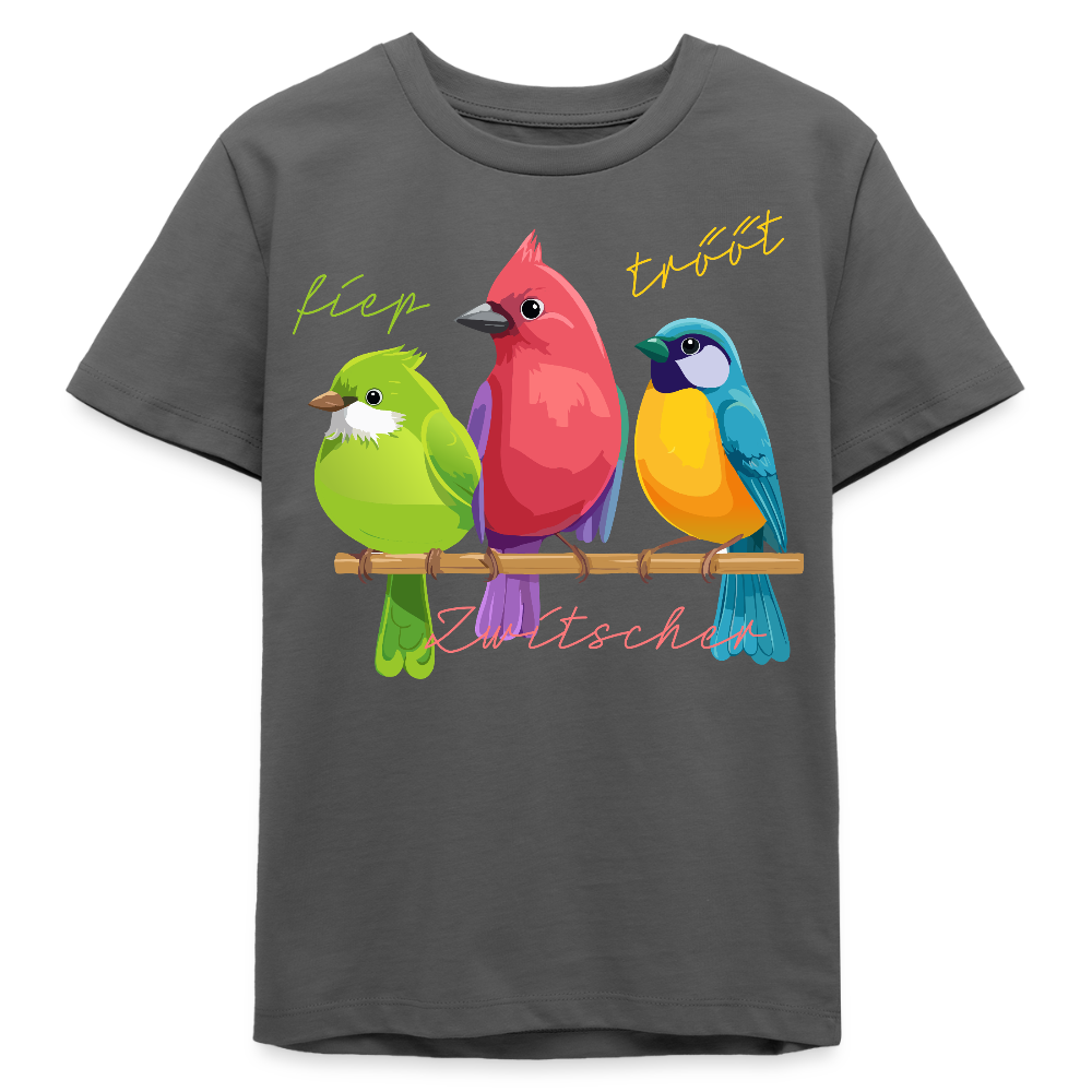 MNJS TEENS Bio T-Shirt mit ZWITSCHERGÄNG PRINT - Anthrazit