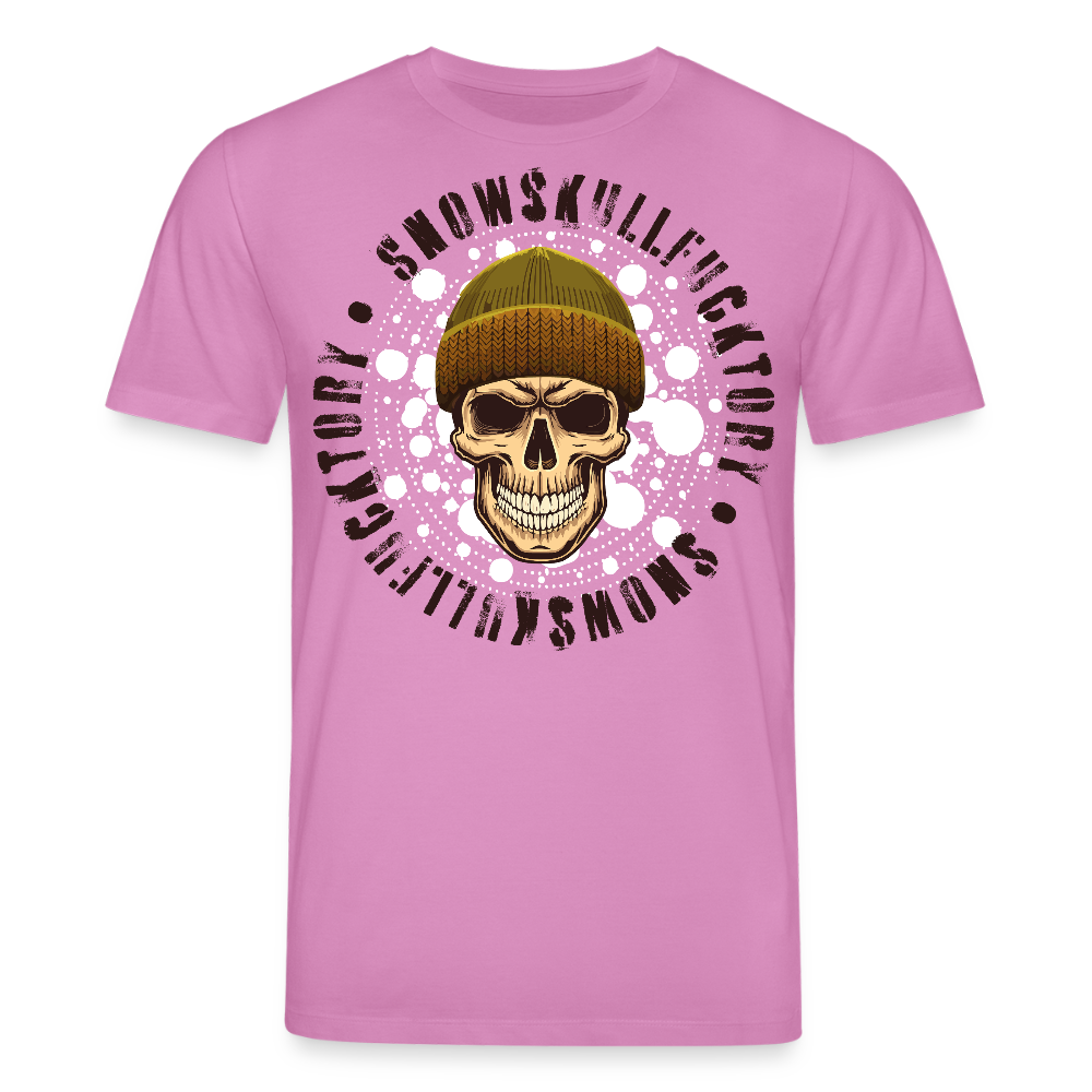 Unisex Bio-T-Shirt mit SNOWSKULL FUCKTORY PRINT Vorderseite - Pink