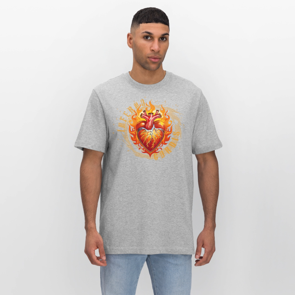 Unisex Bio-T-Shirt mit FEUERHERZ ORANGE PRINT - Grau meliert