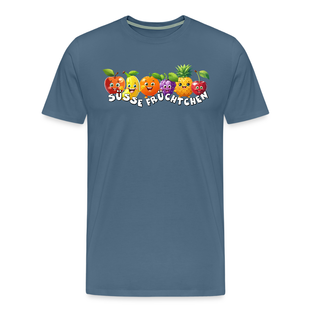 Männer Premium T-Shirt mit SÜSSE FRÜCHTCHEN PRINT - Blaugrau