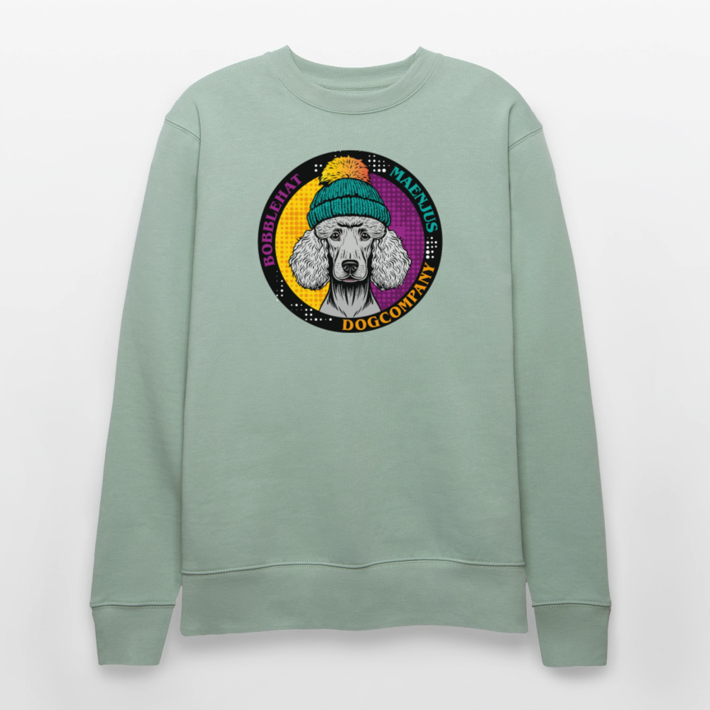 Unisex Bio-Sweatshirt mit BOBBLEHAT DOGCOMPANY PRINT - Helles Graugrün