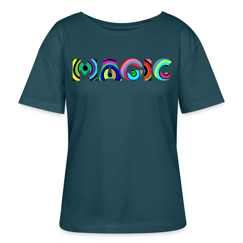 Frauen T-Shirt mit MAGIC PRINT - Dunkles Petrol