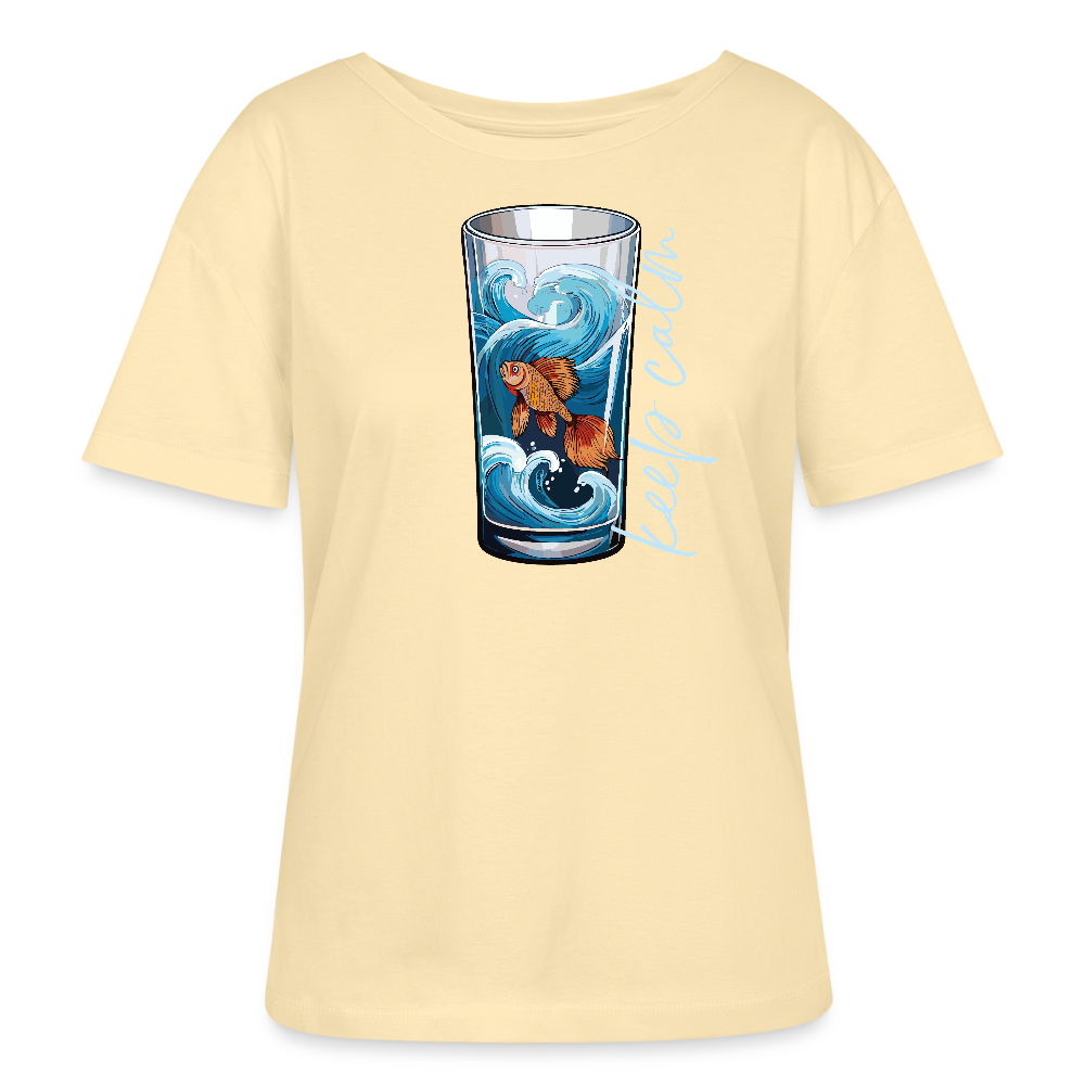 Relaxed Rundhals Frauen Bio-T-Shirt mit KEEP CALM PRINT - Creme