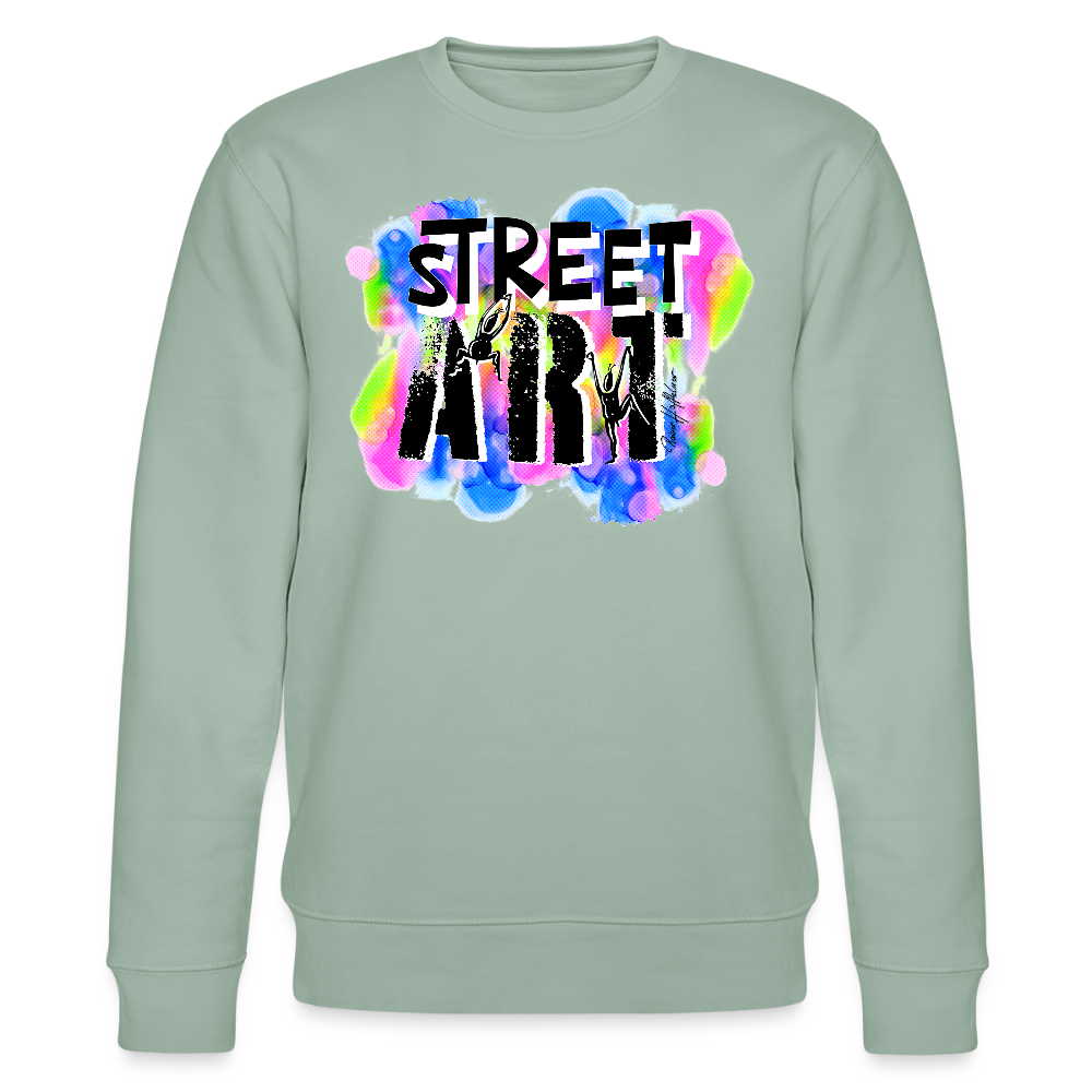 Unisex Bio-Sweatshirt mit STREET ART PRINT - Helles Graugrün