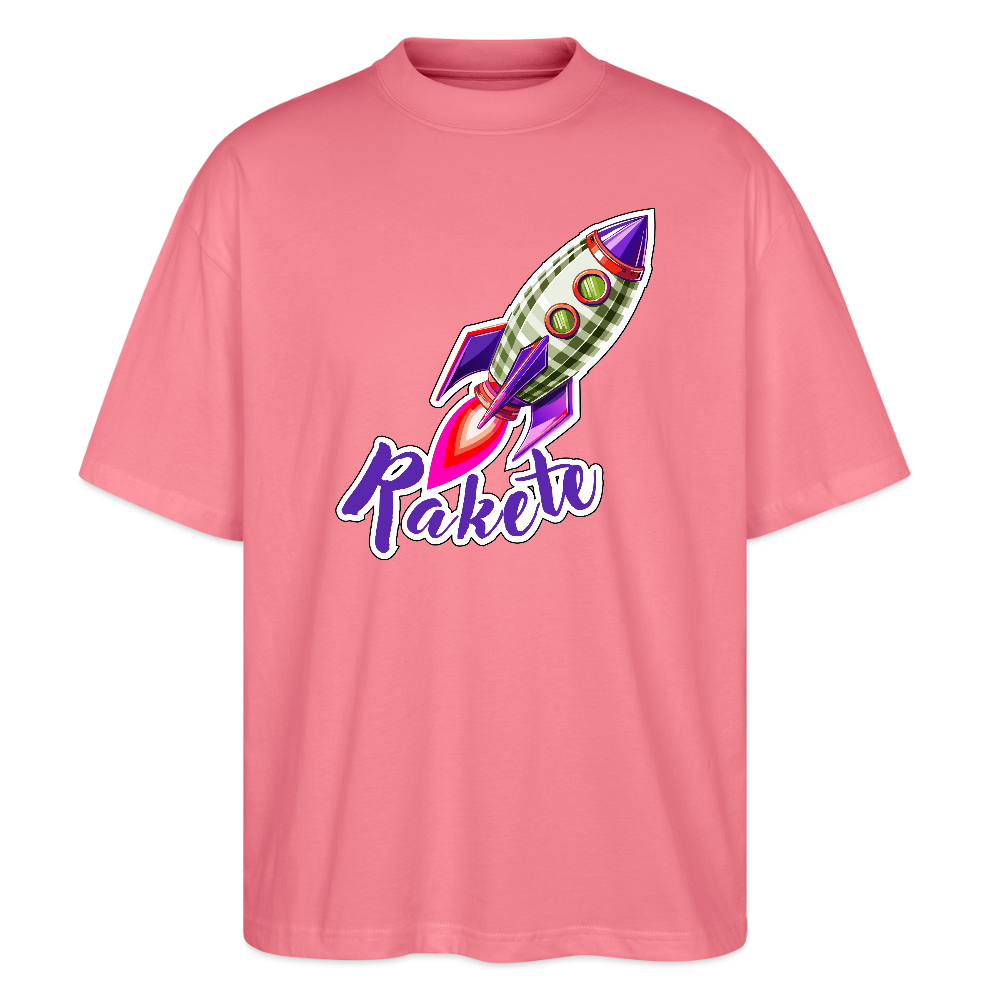 Oversized Unisex T-Shirt mit RAKETE PRINT - Pink 