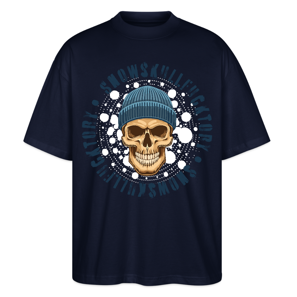 Oversized Unisex T-Shirt mit SNOWSKULL PRINT - Navy