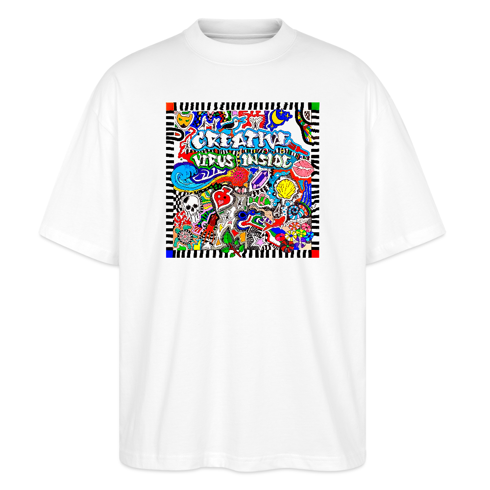 Oversized Unisex Bio T-Shirt mit CREATIVE VIRUS INSIDE PRINT Vorderseite - Weiß