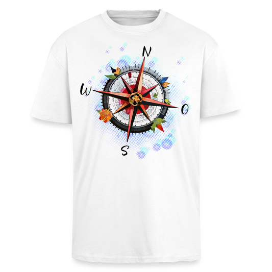 Heavy Oversize T-Shirt mit WINDROSE PRINT - Weiß