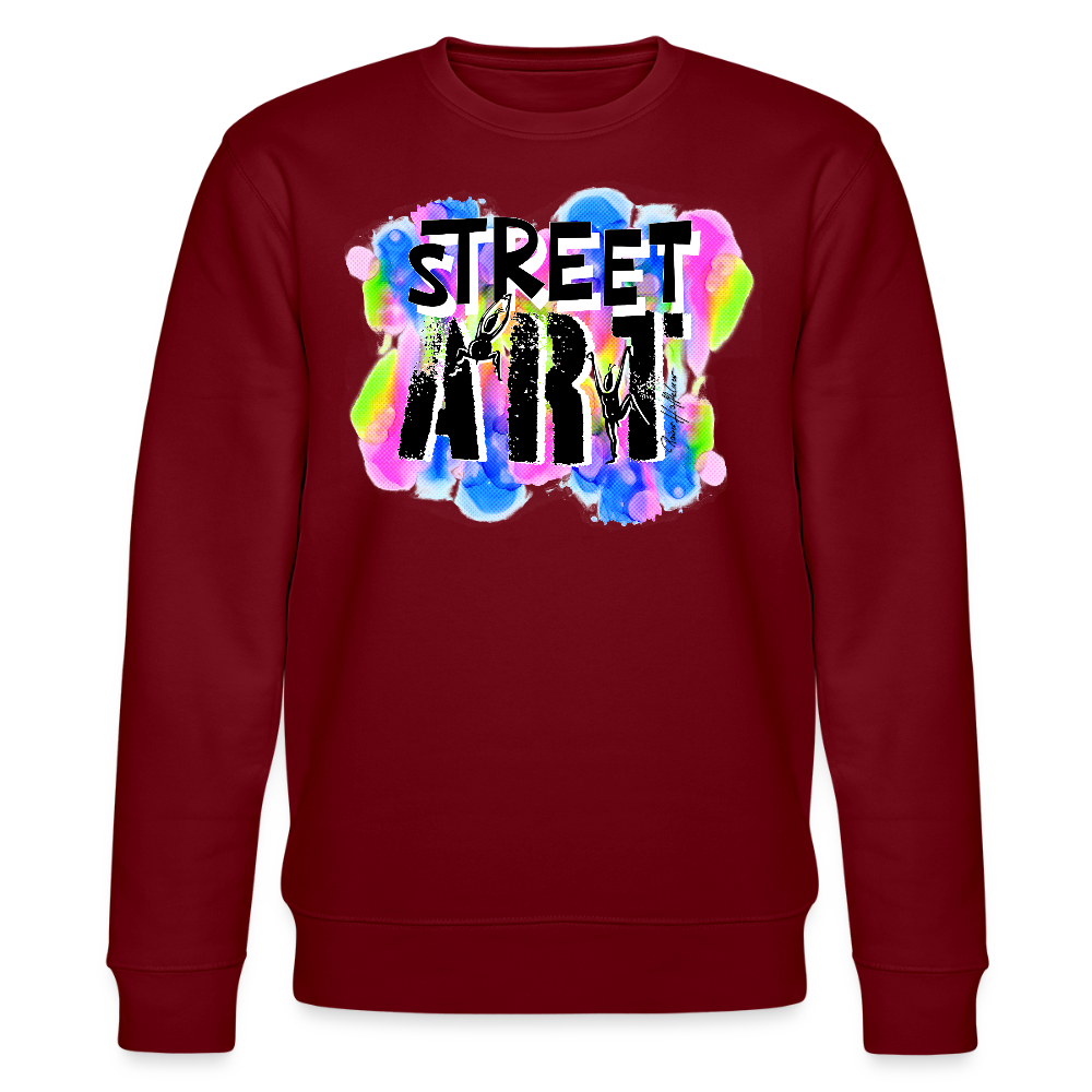 Unisex Bio-Sweatshirt mit STREET ART PRINT - Burgunderrot