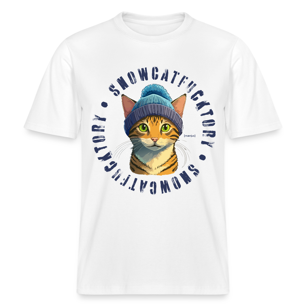 Unisex Bio-T-Shirt mit SNOWCATFUCKTORY PRINT - Weiß
