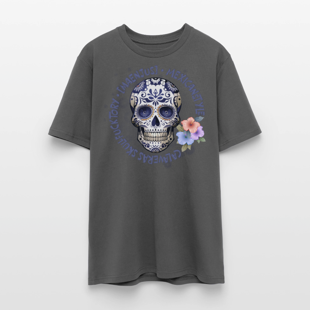 Unisex Bio-T-Shirt mit MAENJUS MEXICANSTYLE PRINT Vorderseite - Anthrazit