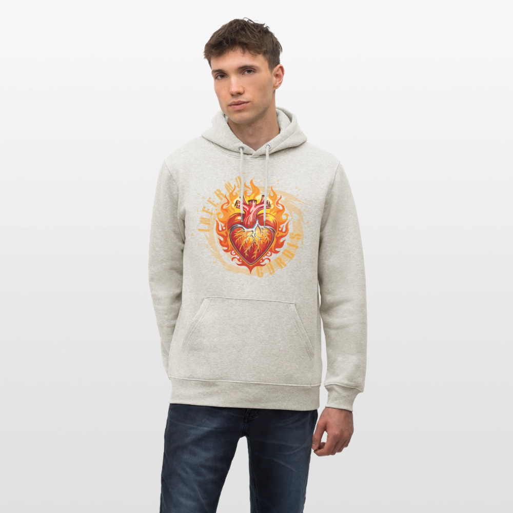 Unisex Bio-Hoodie mit FEUERHERZ PRINT - Beige meliert