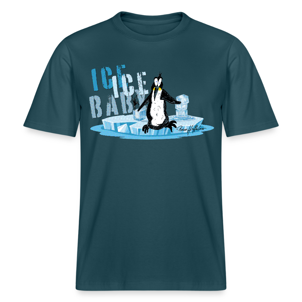 Unisex Bio-T-Shirt mit ICE ICE BABY PINGUIN PRINT - Dunkles Petrol