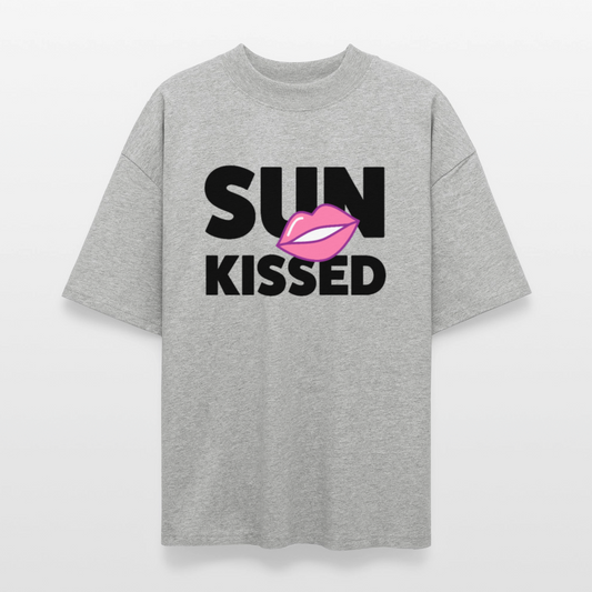 Oversized Unisex T-Shirt mit SUN KISSED PRINT - Grau meliert