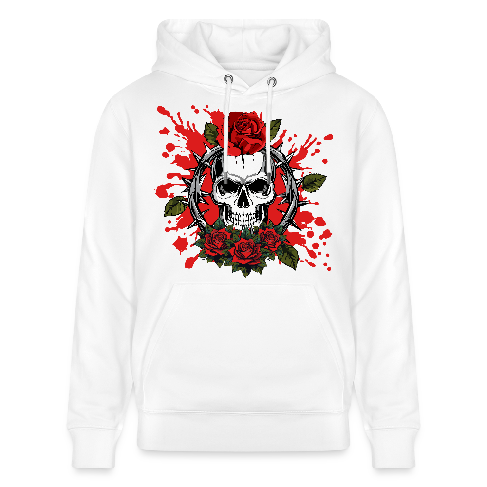Unisex Hoodie mit ROSENSKULL PRINT - Weiß