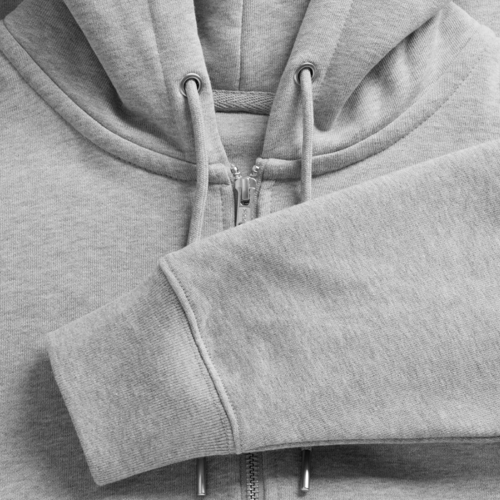 Unisex Bio-Kapuzenjacke mit DELICATEZZA PRINT Rückseite - Grau meliert