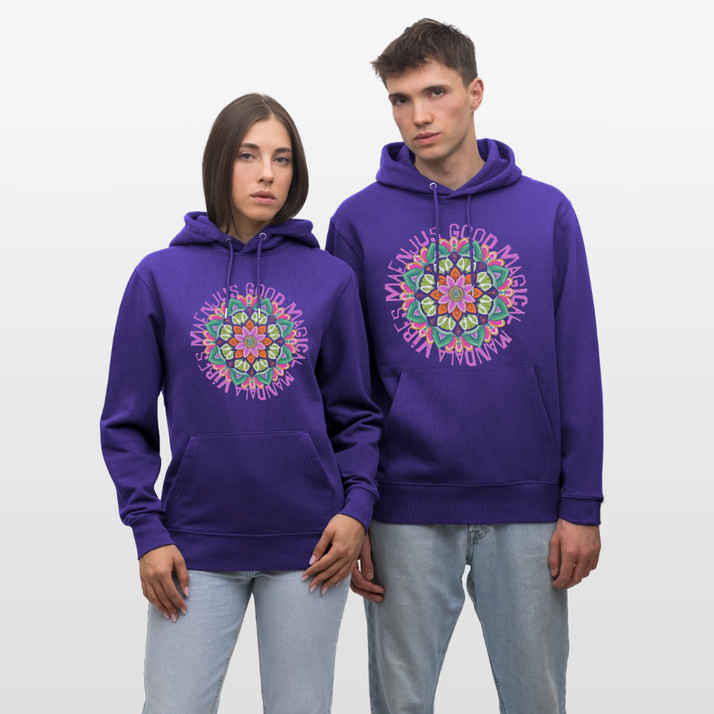 Unisex Bio-Hoodie mit MANDALA VIBES PRINT - Purple Love 