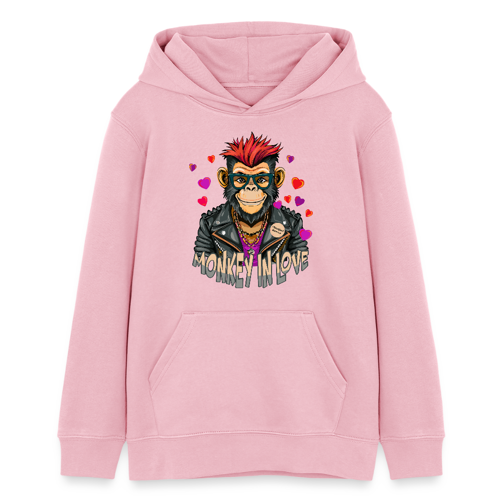 MNJS TEENS Bio-Hoodie mit MONKEY IN LOVE PRINT - Hellrosa