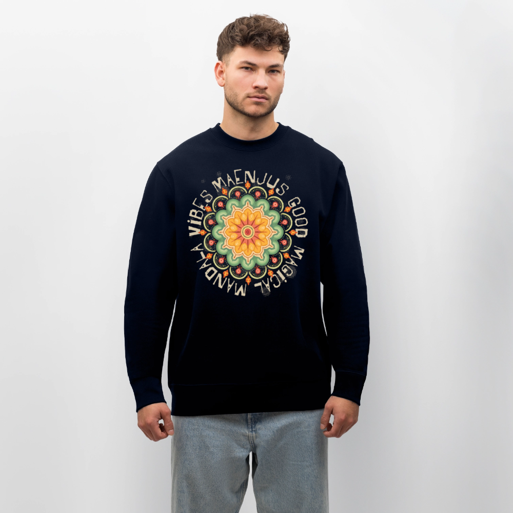 Unisex Bio-Sweatshirt mit MANDALA VIBES PRINT - Navy