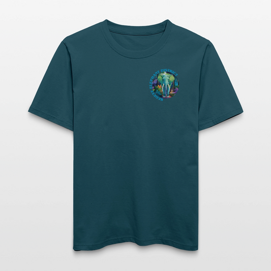 Relaxed Fit Unisex Bio-T-Shirt mit REDEYE ELEPHANT DISTRICT PRINT Vorder- und Rückseite - Dunkles Petrol