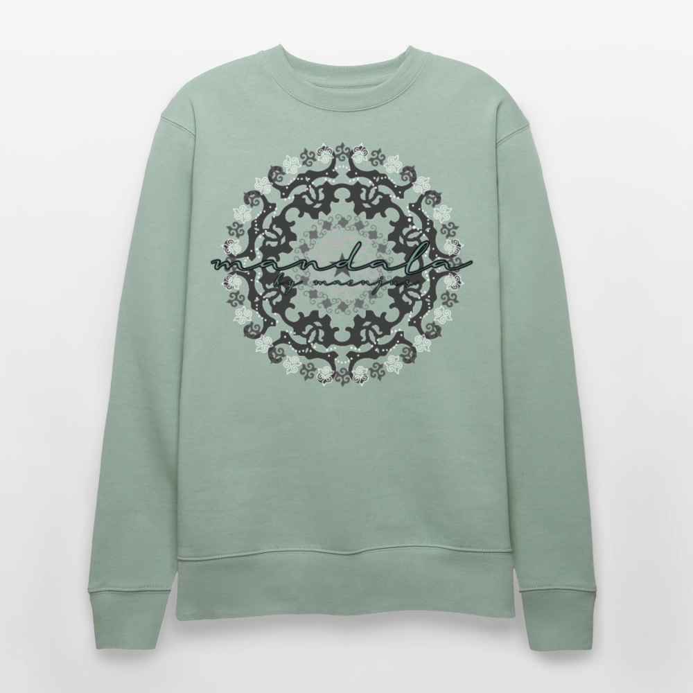 Unisex Bio-Sweatshirt mit BLACK MANDALA PRINT - Helles Graugrün