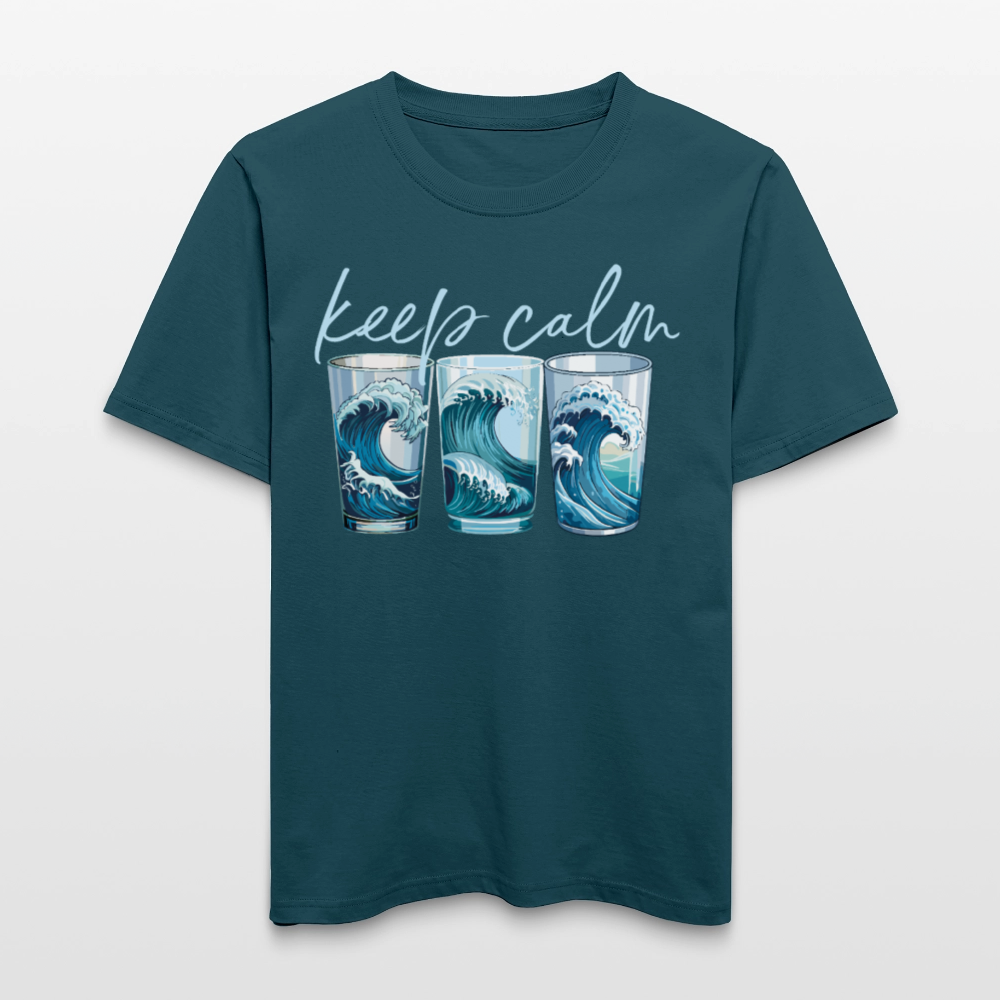 Unisex Bio-T-Shirt mit KEEP CALM PRINT - Dunkles Petrol