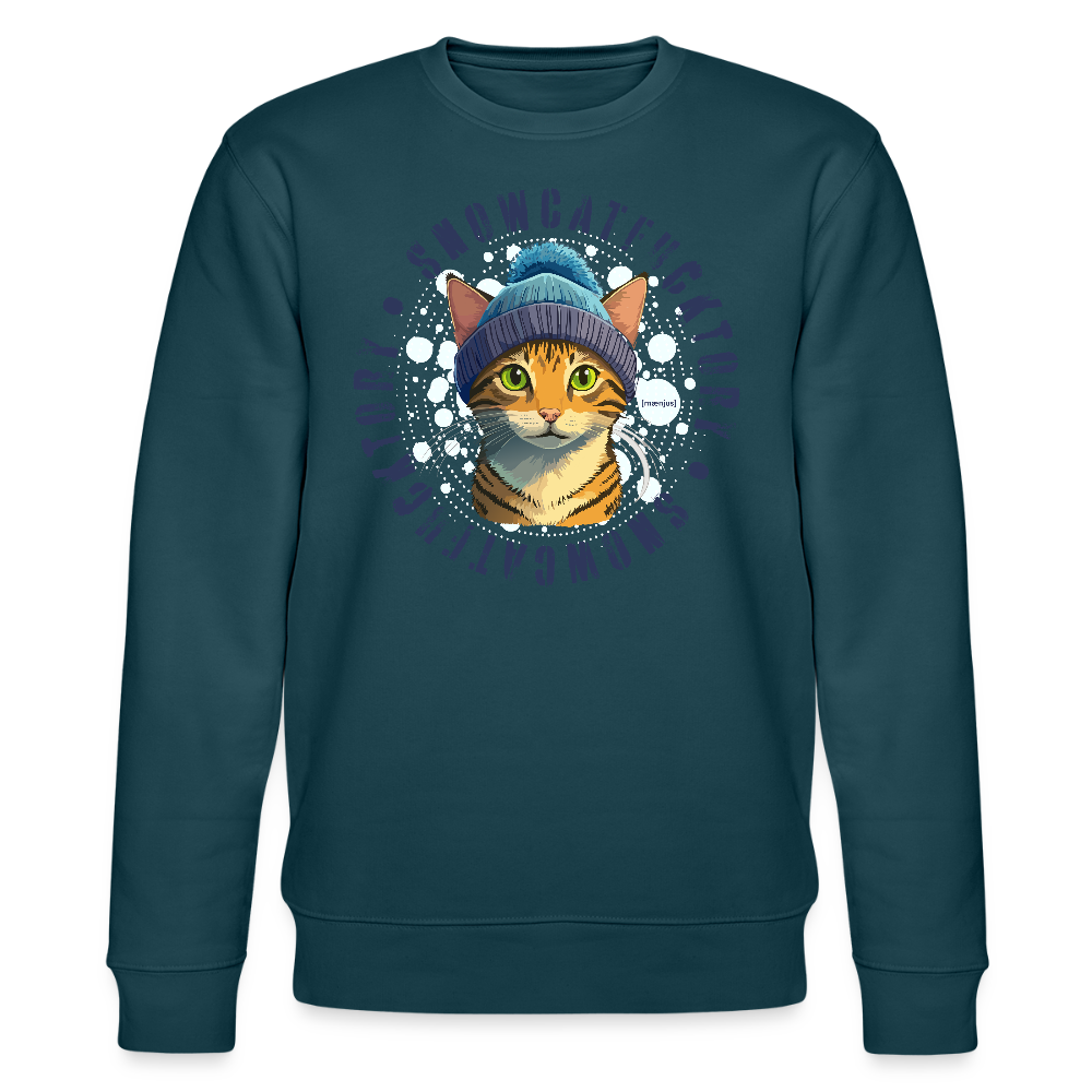 Unisex Bio-Sweatshirt mit SNOWCAT PRINT - Dunkles Petrol