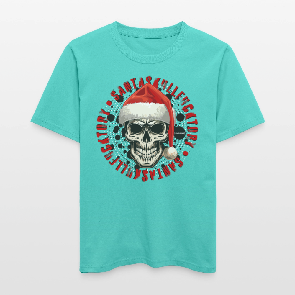 Unisex Bio-T-Shirt mit SANTASKULL FUCKTORY PRINT - Poolblau