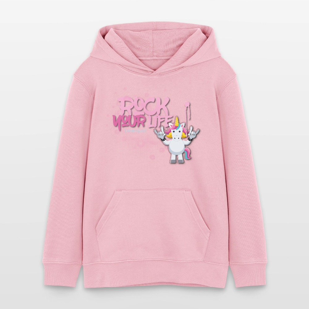 Teens Bio-Hoodie mit ROCK YOUR LIFE PRINT - Hellrosa