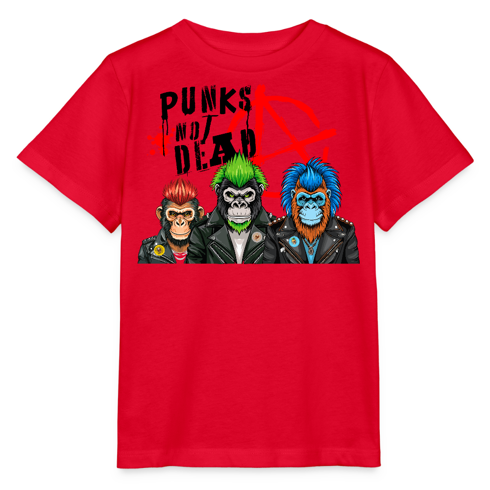 MNJS KIDS Bio T-Shirt mit PUNKS NOT DEAD PRINT - Rot